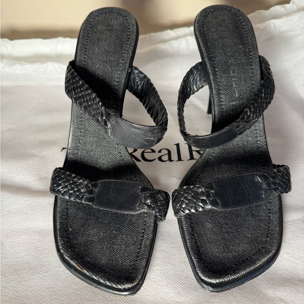 Casadei Black Textured Women's Sandals